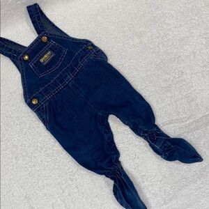Vintage OshKosh B'gosh Blue Denim footed  Overalls 6/9m